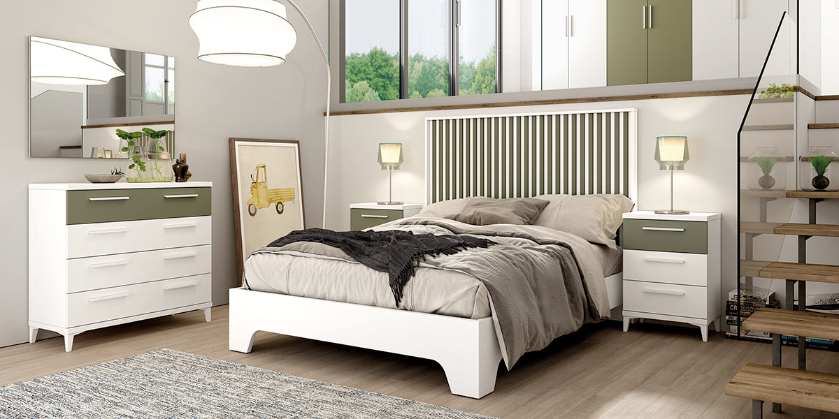 Cabezal VERTY GHIO de Muebles Azor en Blanco/Oliva (composición 55)