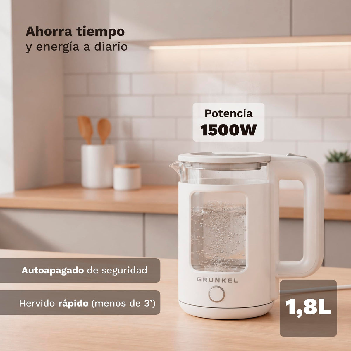 Hervidor de agua 1,8 L Grunkel HV-18CWPBL