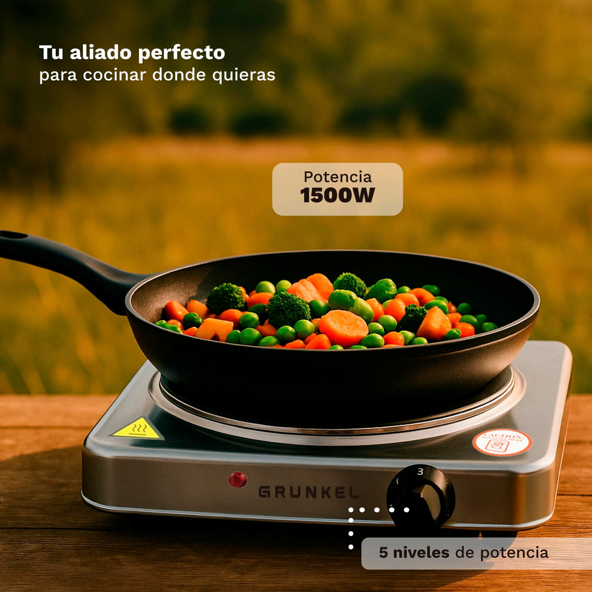 Hornillo eléctrico inoxidable Grunkel EHP-118INOX