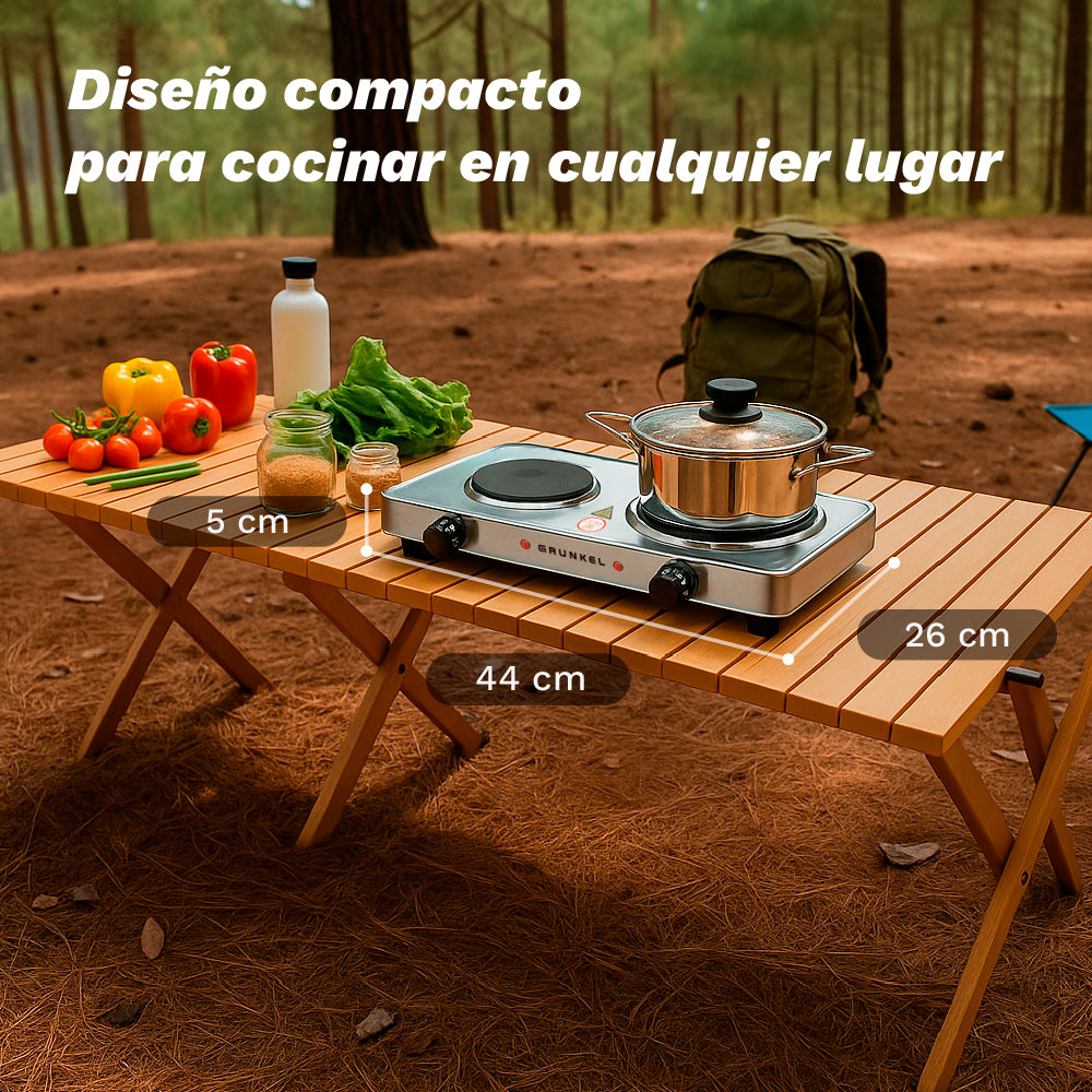 Hornillo eléctrico doble inoxidable Grunkel EHP-218INOX