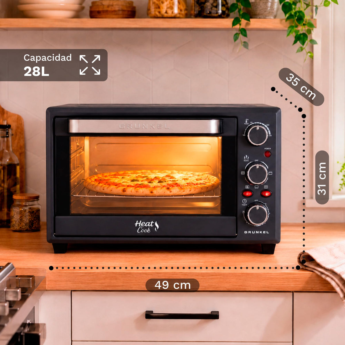 Horno eléctrico de sobremesa de 28 L Grunkel HR-28COOK