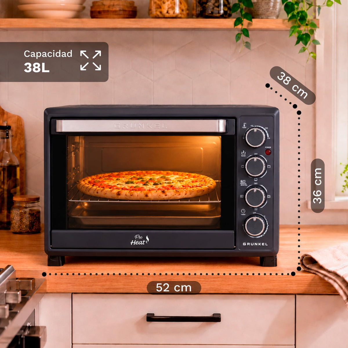 Horno eléctrico de sobremesa de 38 L Grunkel HR-38PRO