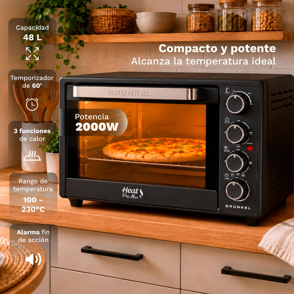 Horno eléctrico de sobremesa de 48 L Grunkel HR-48PROMAX