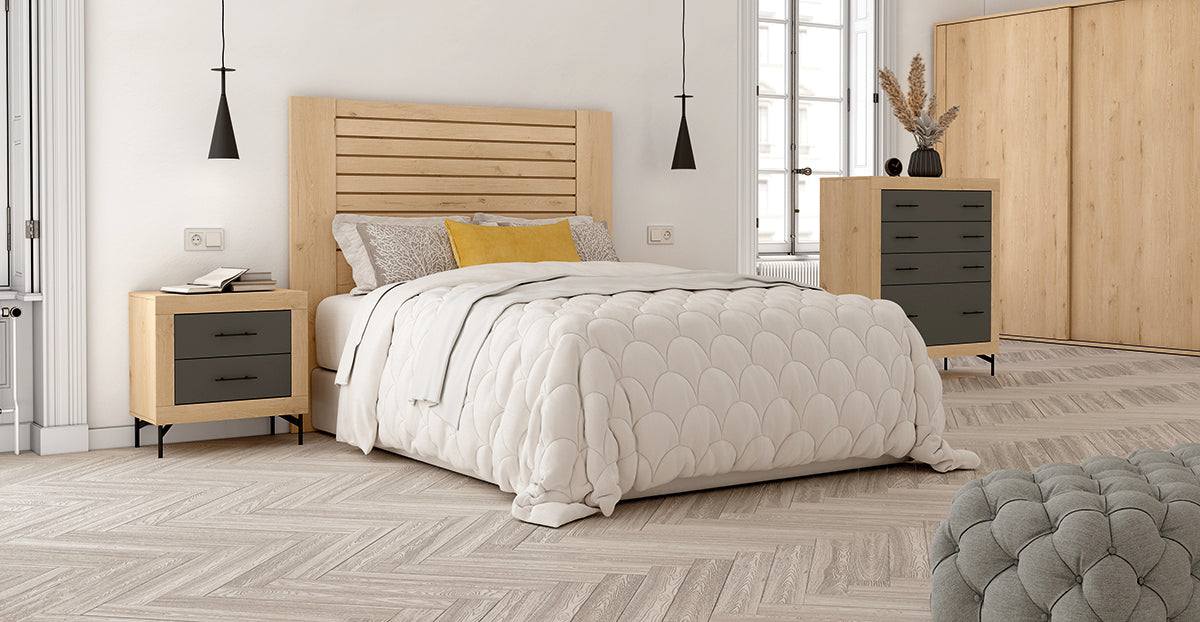 Cabezal XERA JORDAN evo de Muebles Azor en Roble/Grafito (composición 35)