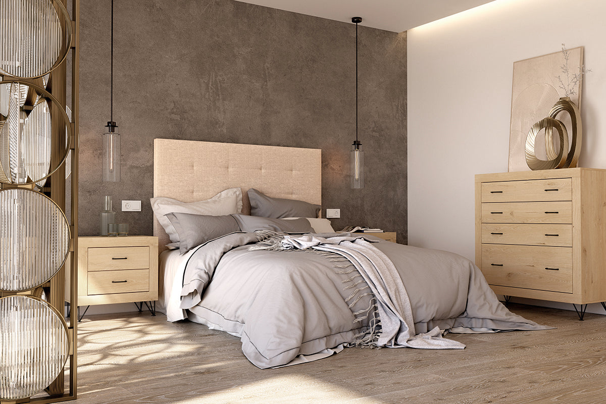Cabezal ATRIUM JORDAN evo de Muebles Azor en Roble/Textil Tierra (composición 48)