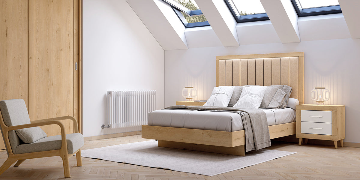 Cabezal LINUS JORDAN evo de Muebles Azor en Roble/Soul Blanco/Textil Tierra (composición 61)
