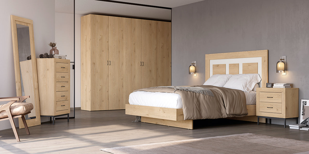 Cabezal colgado LARA JORDAN evo de Muebles Azor en Roble/Soul Blanco (composición 66)