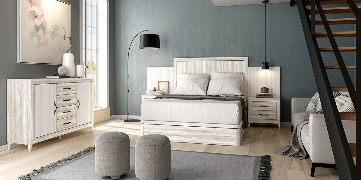 Cabezal KANE JORDAN evo de Muebles Azor en Artic/Lined Blanco (composición 69)