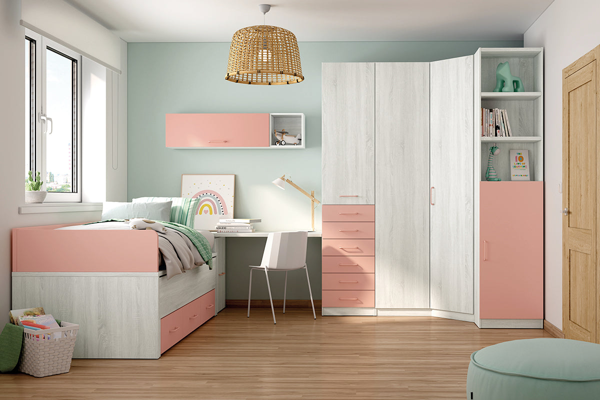 Terminal 1 puerta con 3 huecos alto 238,5 cm de Muebles Azor, colección juvenil LIDER go, en el dormitorio L201