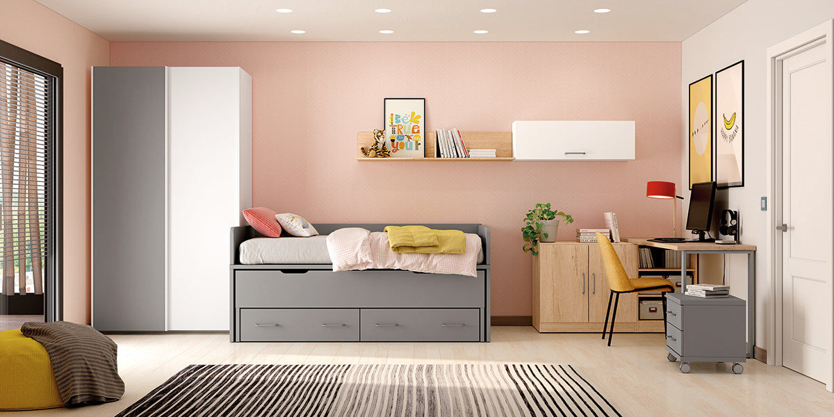 Armario 2 puertas correderas (Puertas Lisas) alto 238,5 cm de Muebles Azor, colección juvenil LIDER go, en el dormitorio L208