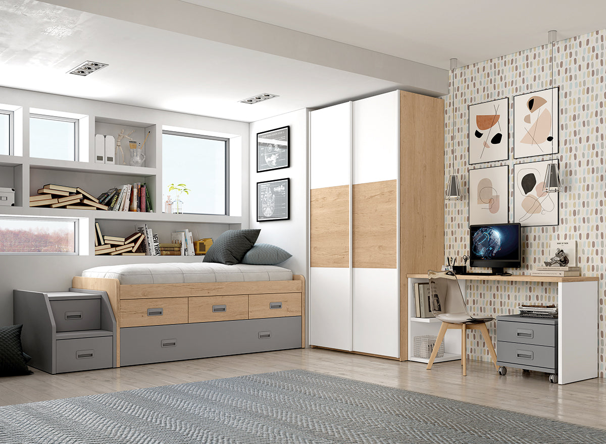 Armario 2 puertas correderas (Plafones) alto 238,5 cm de Muebles Azor, colección juvenil LIDER go, en el dormitorio L211