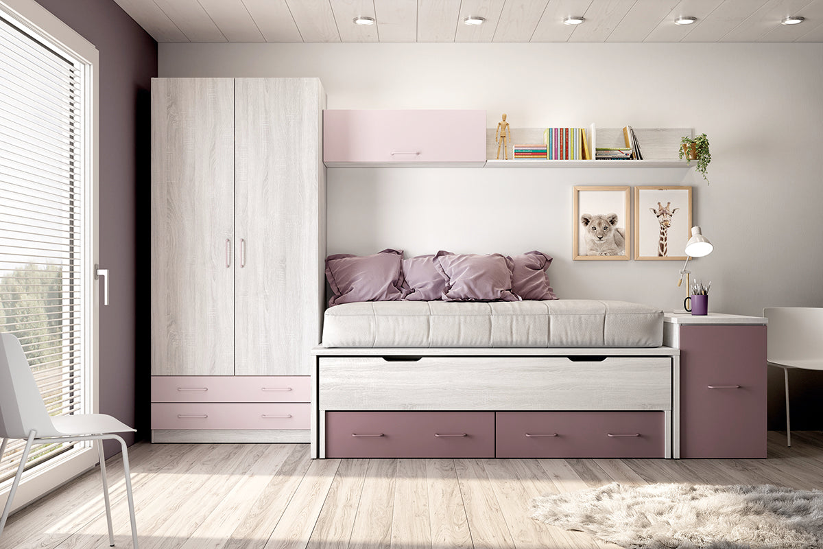 Armario 2 puertas y 2 cajones alto 218,5 cm de Muebles Azor, colección juvenil LIDER go, en el dormitorio L215