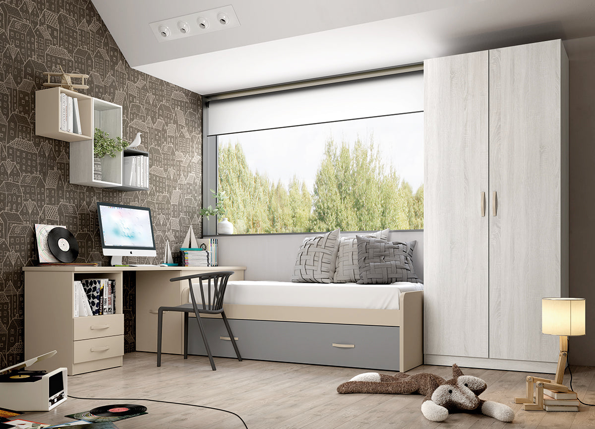 Dormitorio juvenil LIDER go L226 de Muebles Azor, ambiente de referencia para barra de colgar para armario 2 puertas