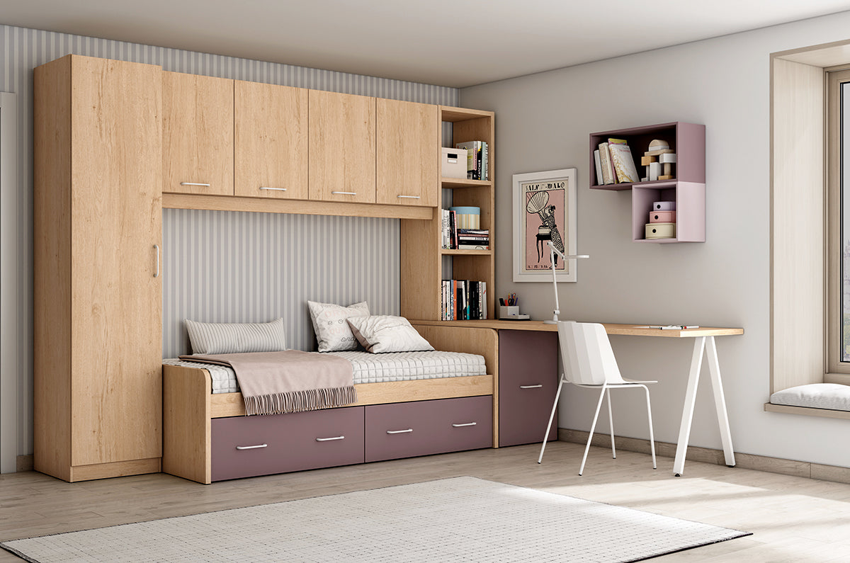 Dormitorio juvenil LIDER go L227 de Muebles Azor, ambiente de referencia para estante interior para armario 1 puerta