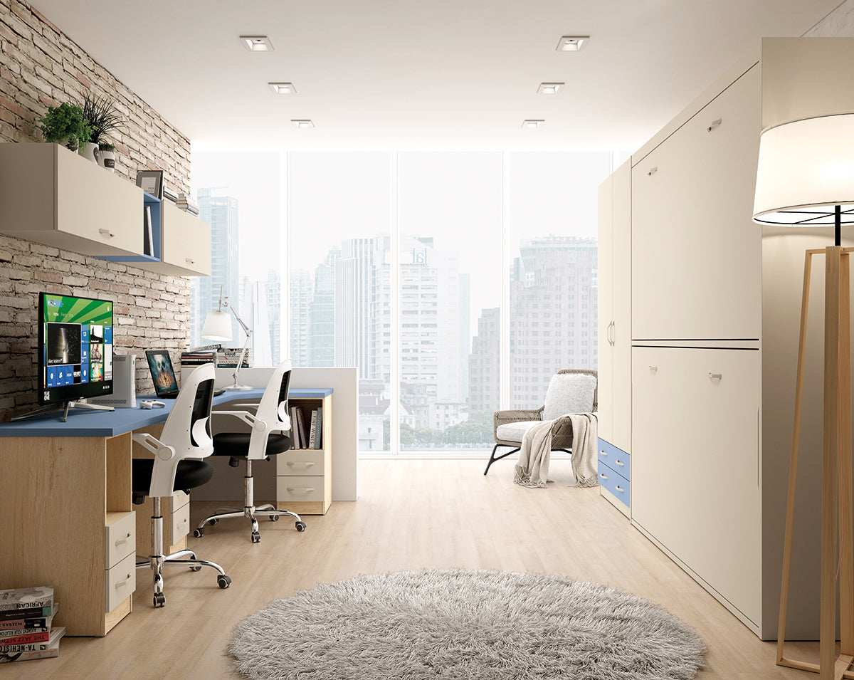 Bajo 2 cajones + hueco FUELLE de Muebles Azor, colección juvenil LIDER go, en el dormitorio L235
