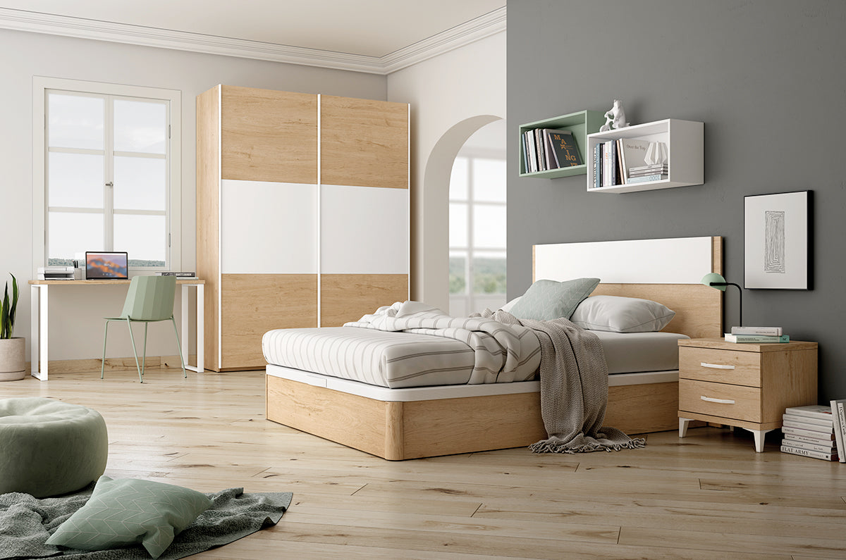 Armario 2 puertas correderas (Plafones) alto 218,5 cm de Muebles Azor, colección juvenil LIDER go, en el dormitorio L257