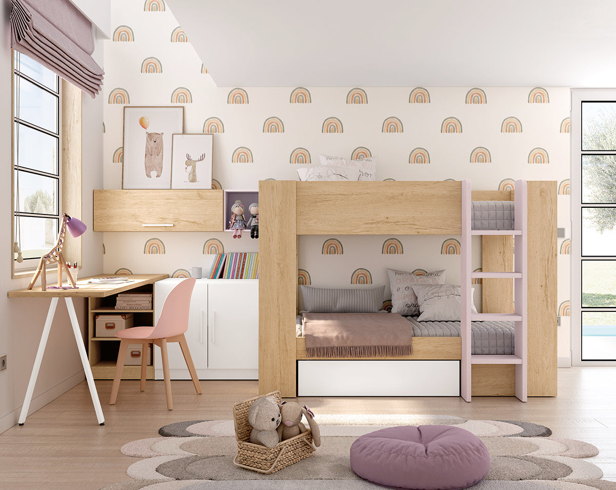 Bajo 2 puertas de 80 de Muebles Azor, colección juvenil LIDER go, en el dormitorio L262