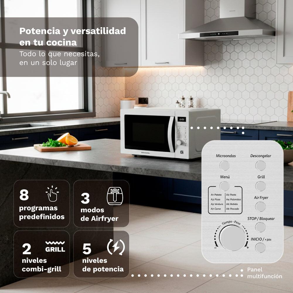 Microondas digital con grill 28 L Grunkel MW-28AIRFRYER