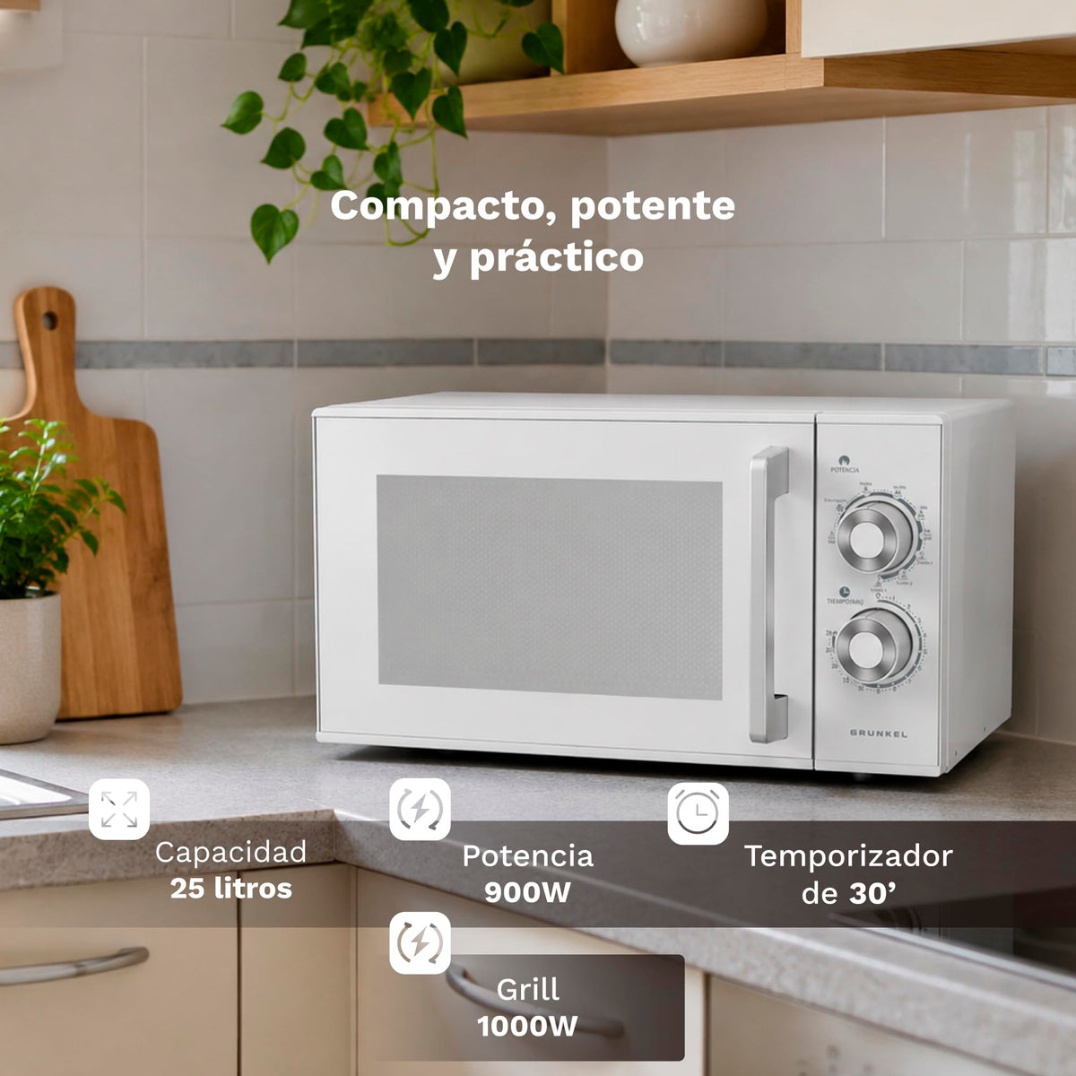 Microondas con grill 25 L Grunkel MWG-25MG