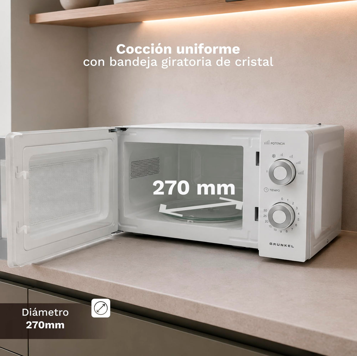 Microondas con grill 25 L Grunkel MWG-25MG