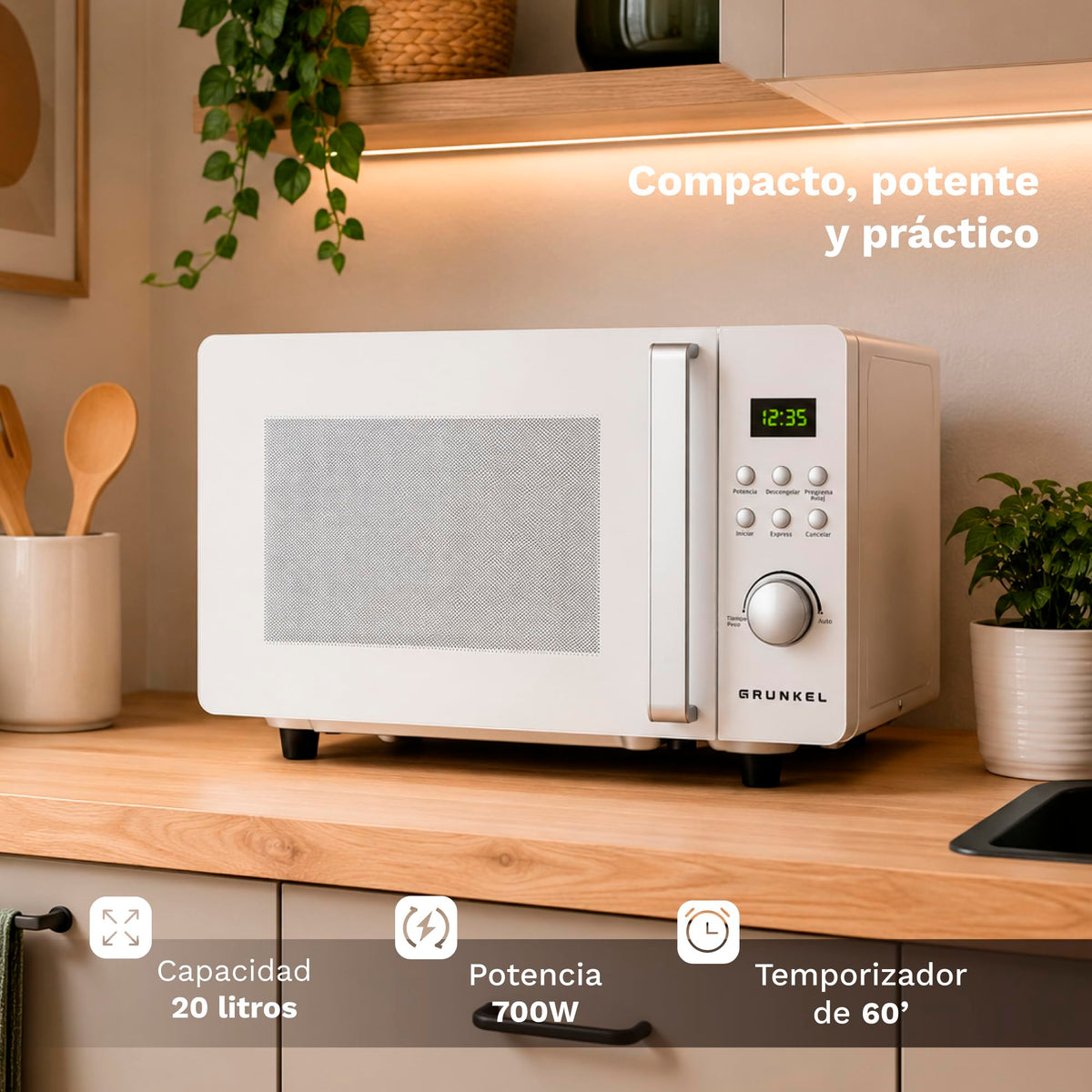 Microondas 20 L Grunkel MWD-20FLAT sin plato giratorio
