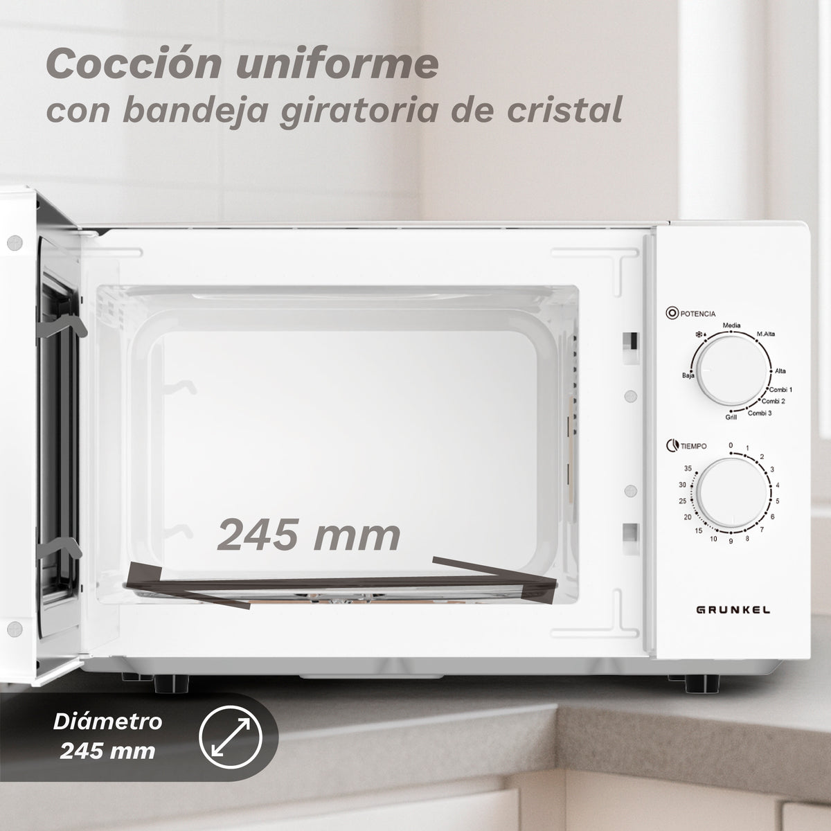 Microondas con grill 25 L Grunkel MWG-25GRILL