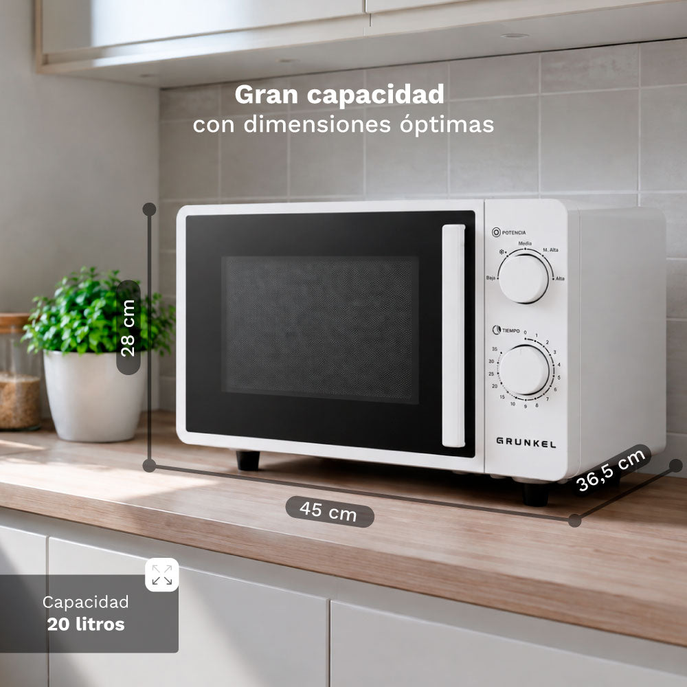 Microondas 20 L Grunkel MW-20FLAT sin plato giratorio