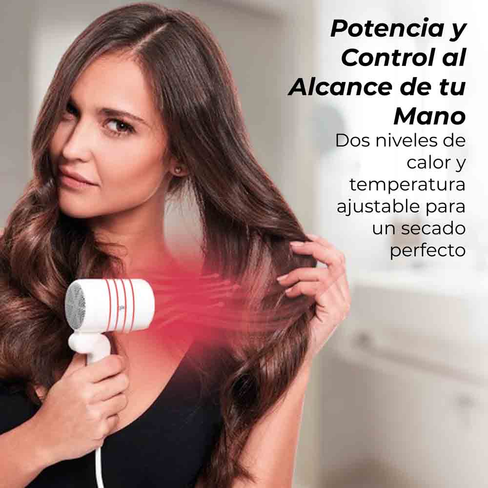 Secador de pelo de viaje plegable Grunkel PEARLLITE blanco