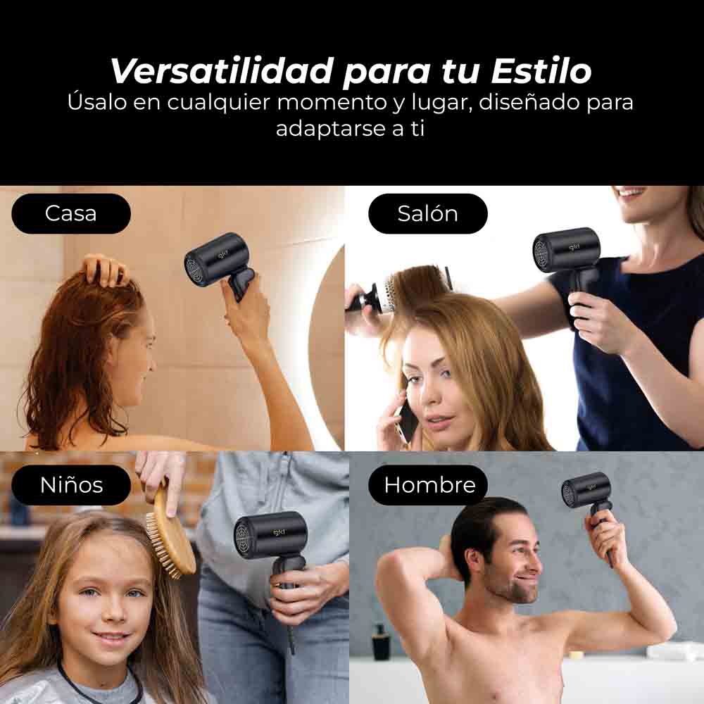 Secador de pelo de viaje plegable Grunkel BLACKPEARL negro