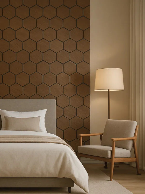 Panel decorativo panal madera oscuro 69 x 56 cm