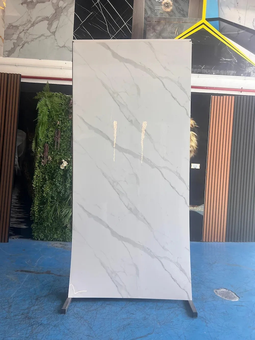 Placa decorativa polvo de piedra Mármol Niebla Gris 260 x 122 cm