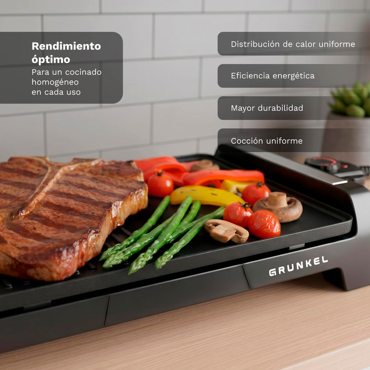 Plancha de asar eléctrica + grill Grunkel BK-DH51
