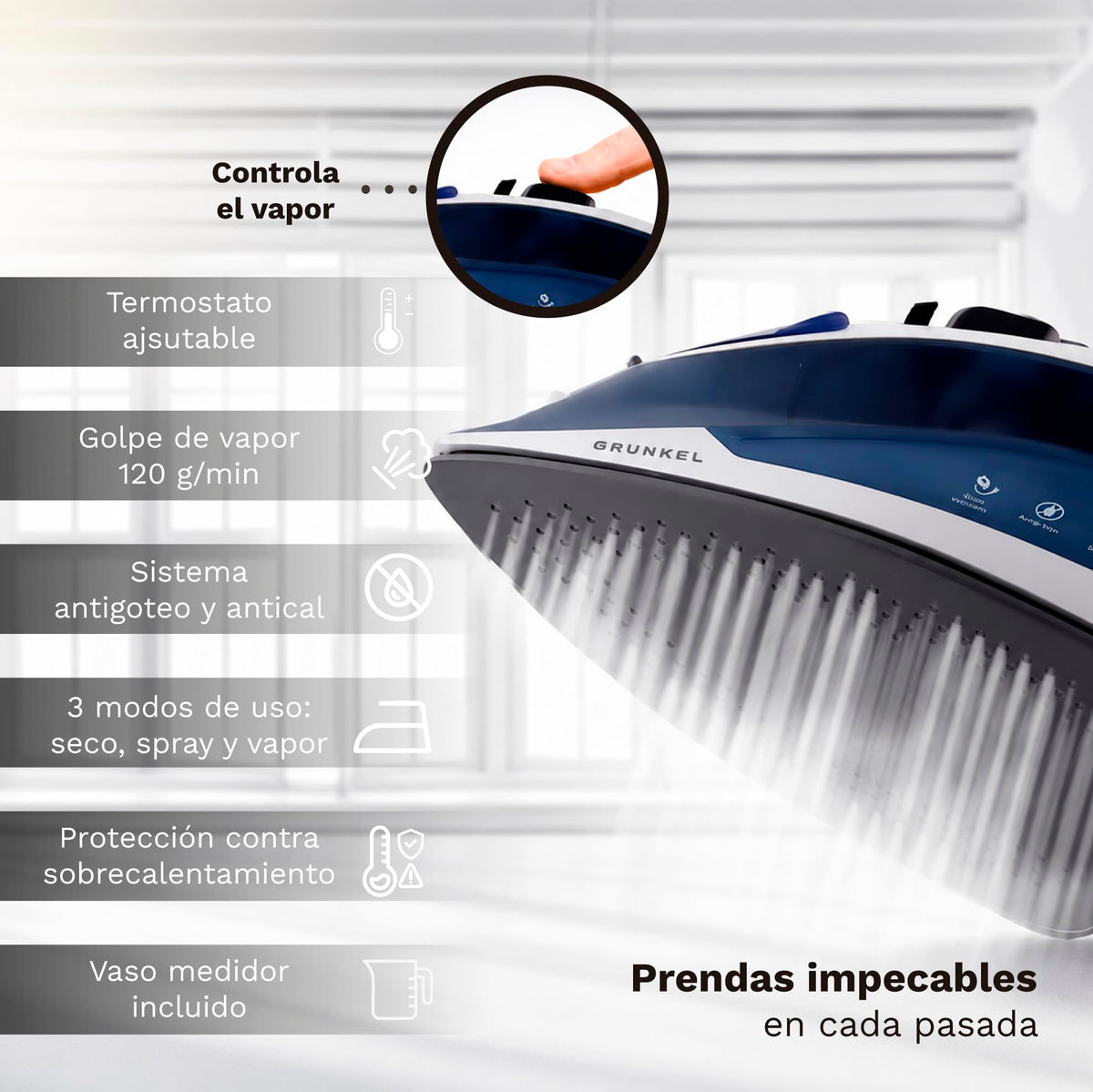 Plancha de vapor Grunkel PL-22NS