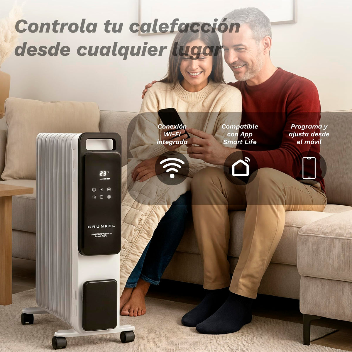 Radiador de aceite digital 9 elementos 2000 W Grunkel RD-2000PRO