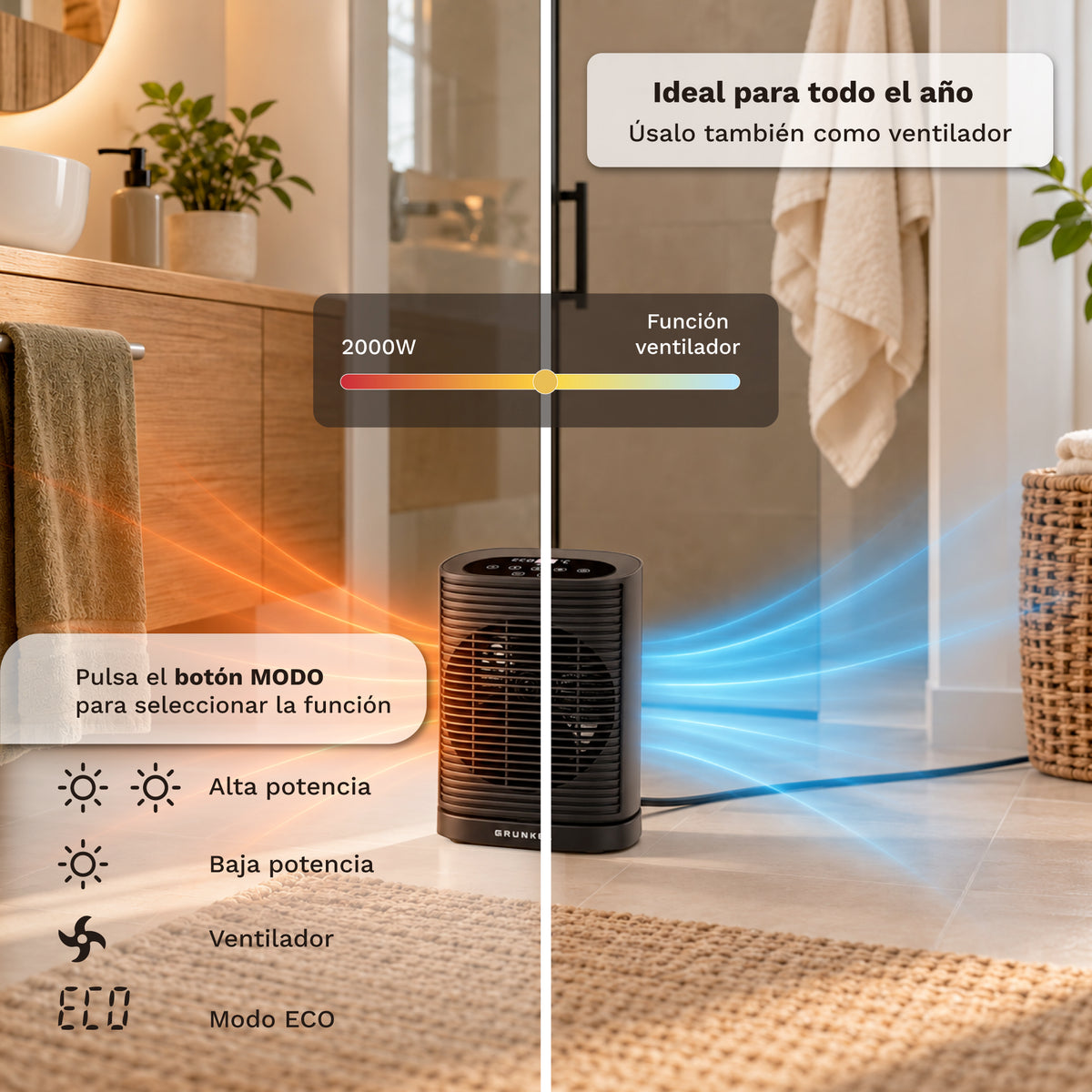 Calefactor termoventilador digital 2000 W Grunkel CF-2000DIGITAL