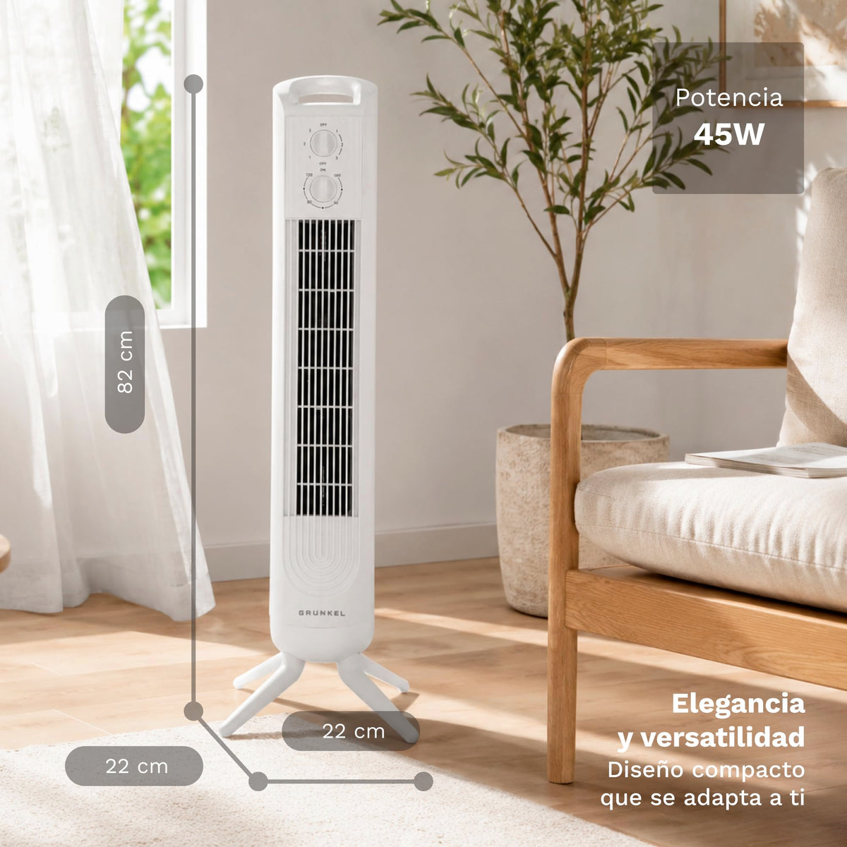Ventilador de torre Grunkel TF-324LBL blanco