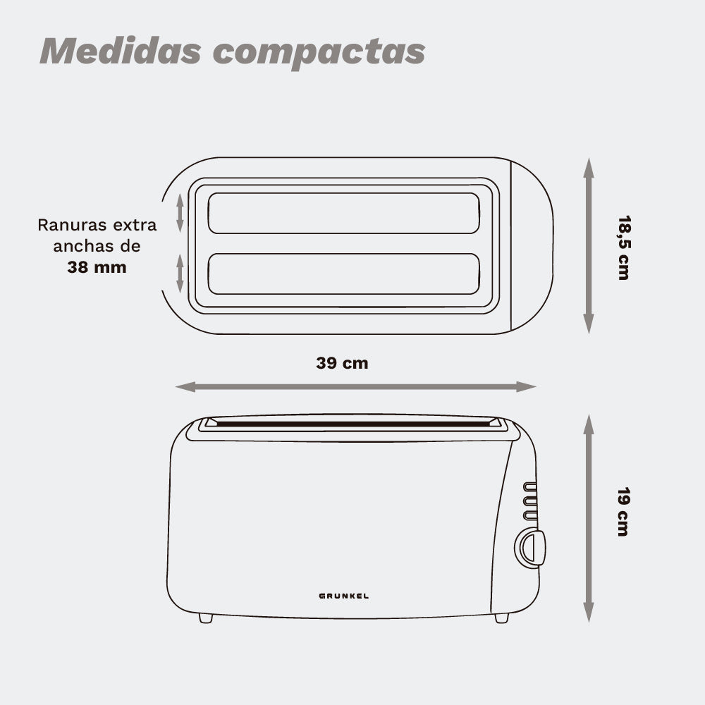Tostador de doble ranura extra ancha Grunkel TS-DOBLEMAXI