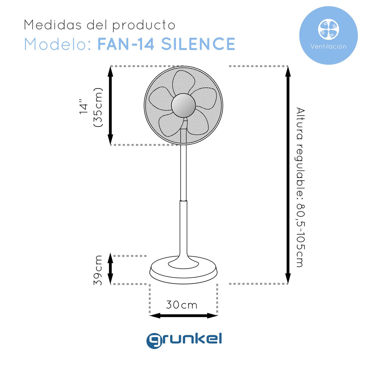 Ventilador de pie ultrasilencioso Grunkel FAN-14SILENCE