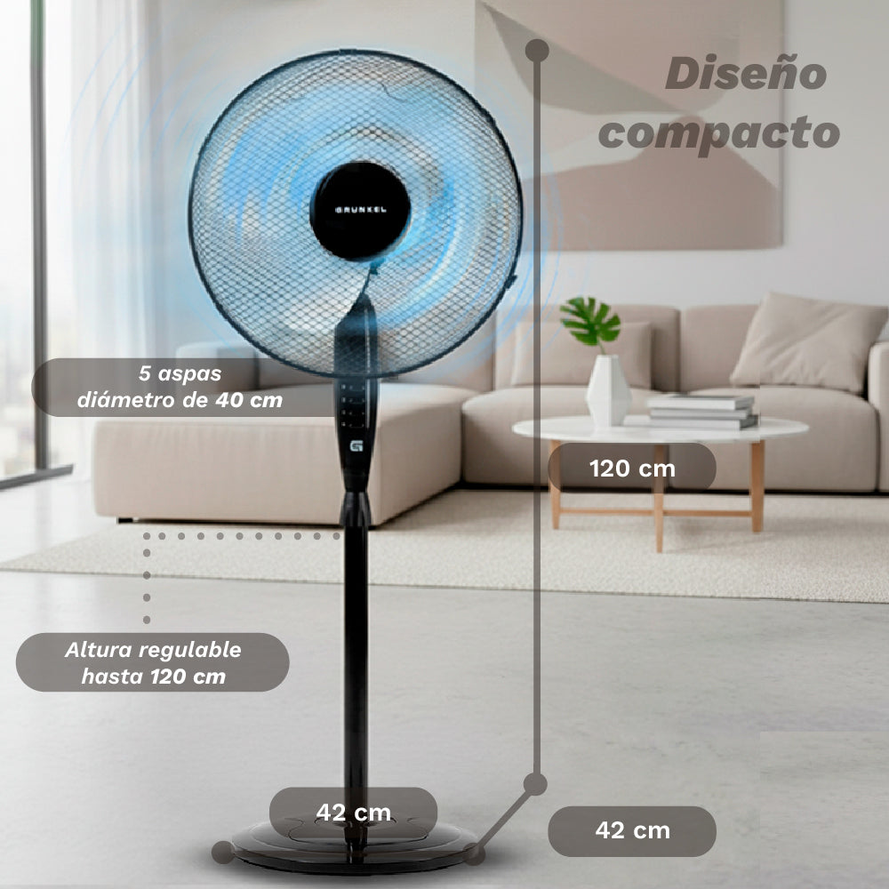 Ventilador de pie con mando 40 cm Grunkel FAN-165RNG negro