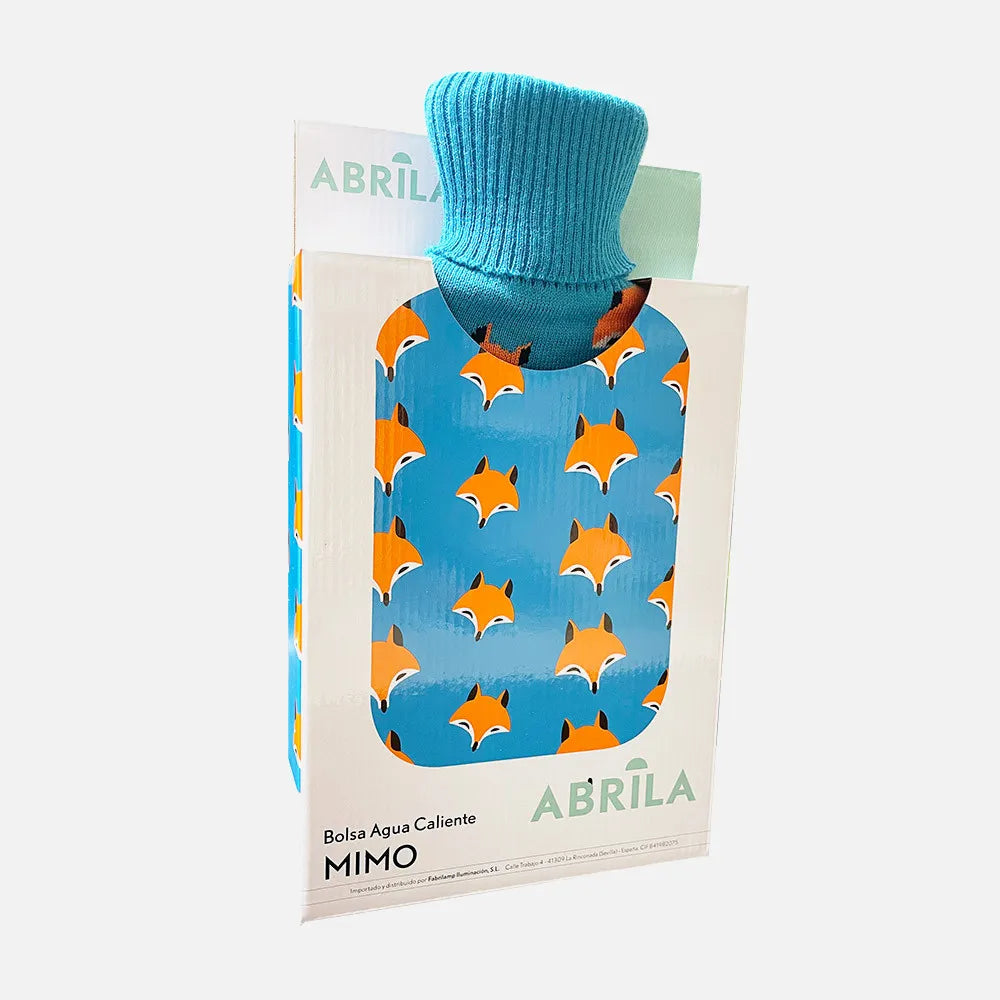 Bolsa de agua caliente Mimo 1,7 L Zorros de FABRILAMP en color azul – vista de detalle