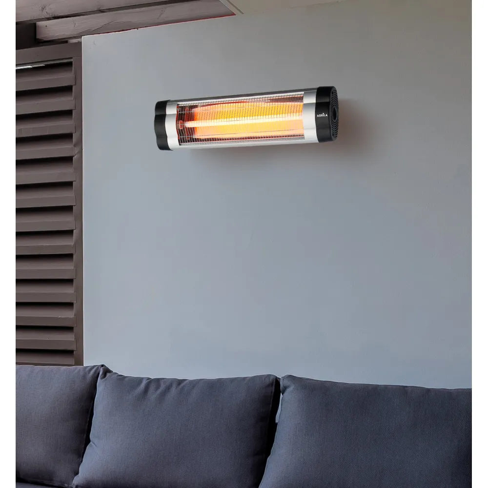 Calefactor de exterior de cuarzo Austral 1500 W de FABRILAMP en color negro/cromo – vista de detalle