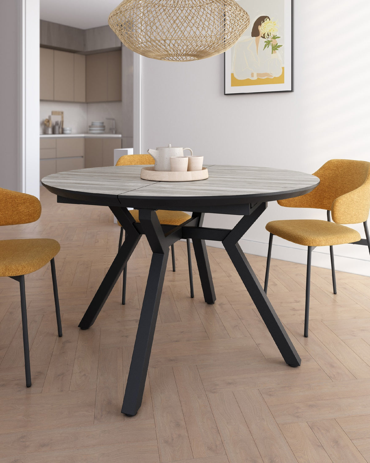 Mesa de comedor extensible Cantábrico 100-130x100 cm - ambiente