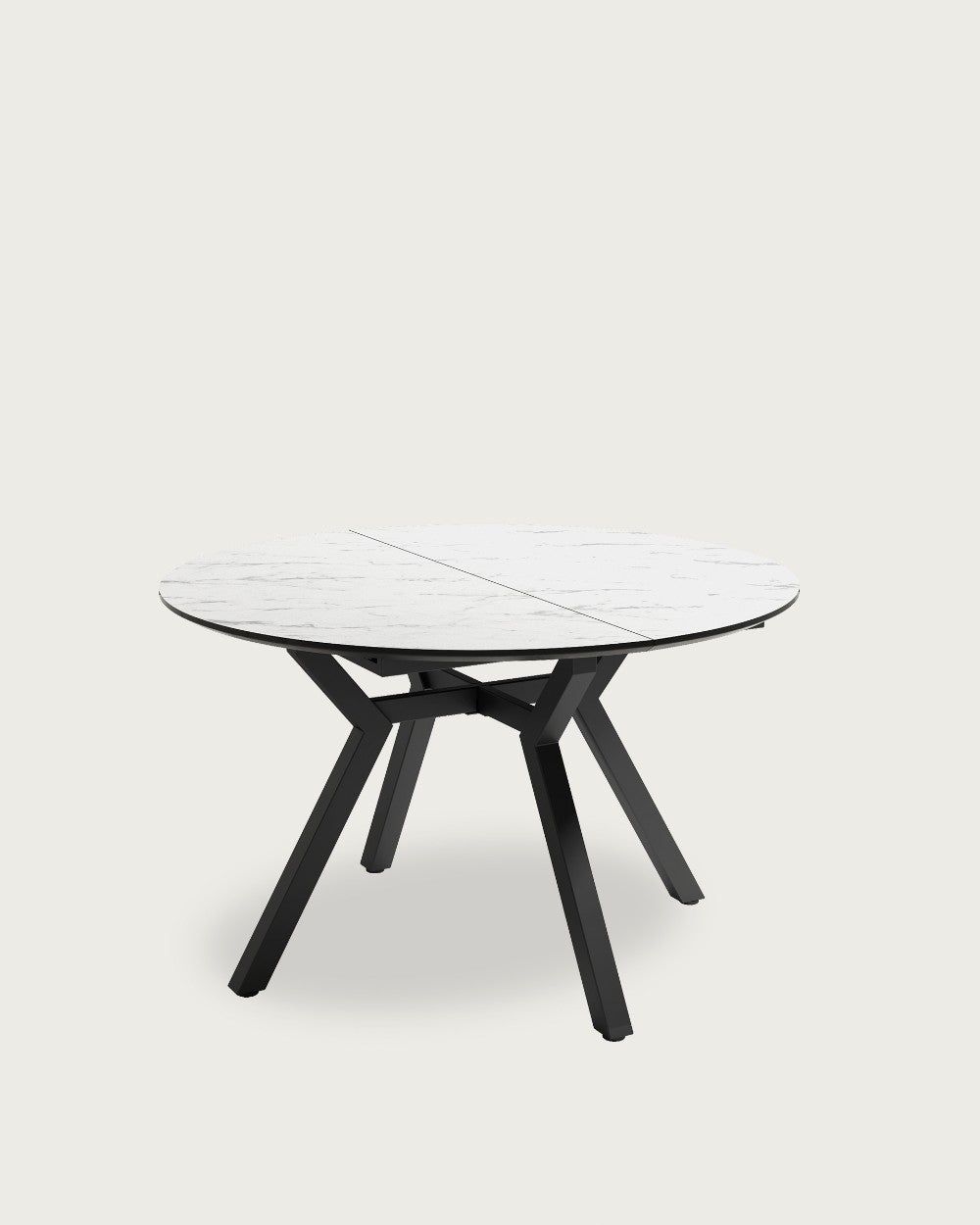 Mesa de comedor extensible Cantábrico redonda Ø100-130 cm efecto mármol - Negro / Carrara