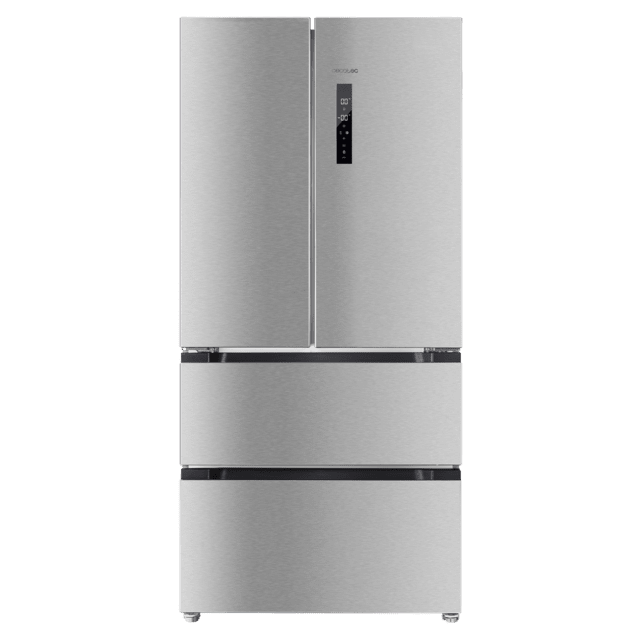 Frigorífico French Door Cecotec Bolero CoolMarket FD 510 Inox Total E, frontal cerrado en acero inoxidable
