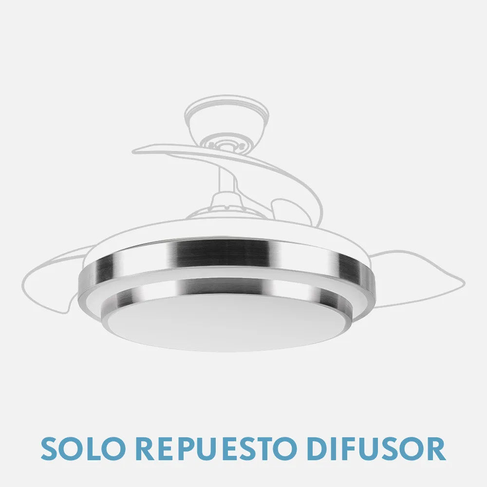 Difusor para ventilador de techo Ibe de FABRILAMP en color níquel – vista de detalle