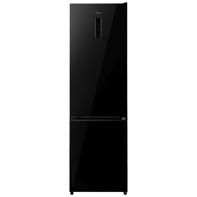 Frigorífico combi Cecotec 405 WL Elite Black Glass A acabado cristal negro, vista frontal limpia