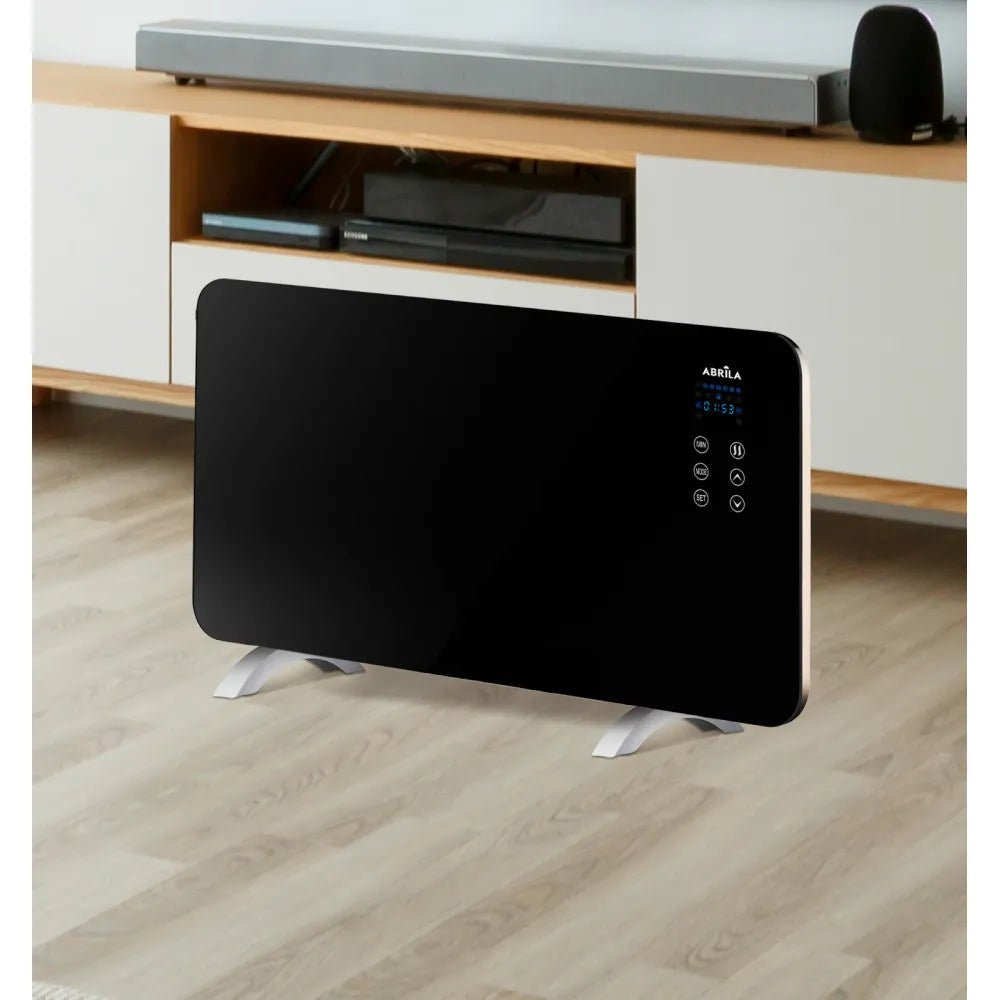 Emisor térmico de cristal Himalaya 1500 W de FABRILAMP en color negro – vista de detalle