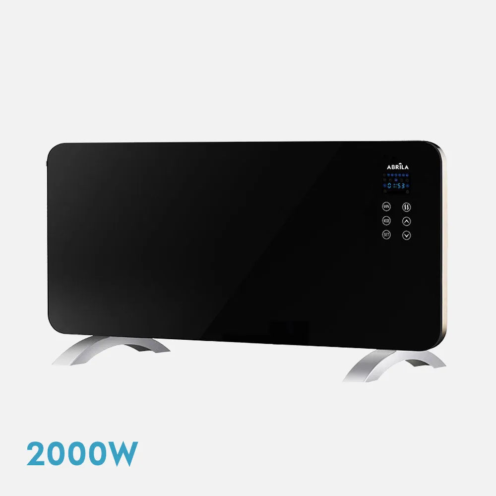 Emisor térmico de cristal Himalaya 2000 W de FABRILAMP en color negro – vista de detalle