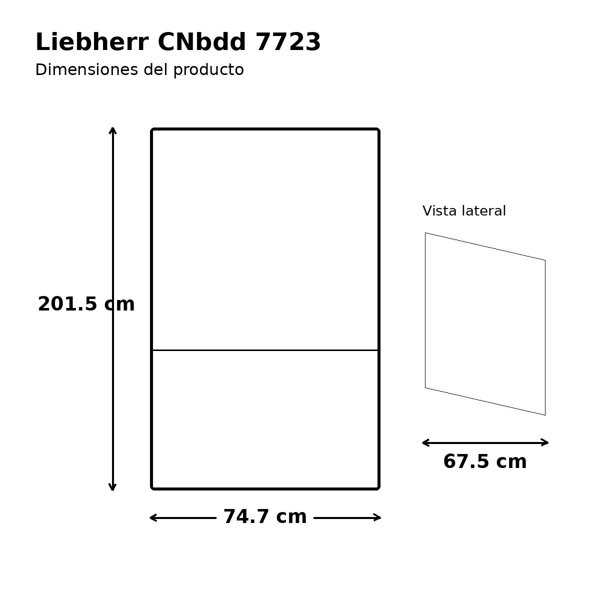 Medidas del frigorífico combi Liebherr CNbdd 7723 Plus BlackSteel