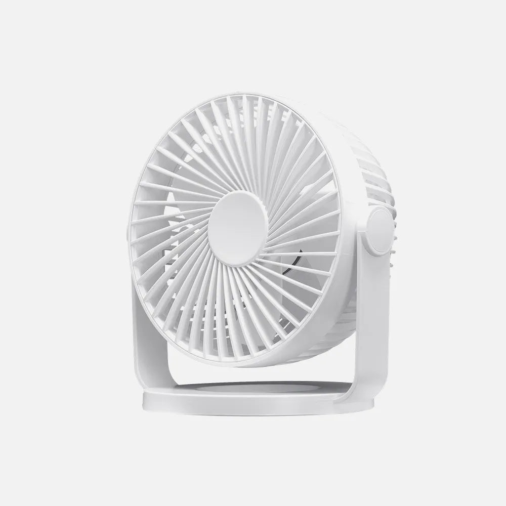 Miniventilador recargable de sobremesa Bretaña 5 W de FABRILAMP en color blanco – vista de detalle
